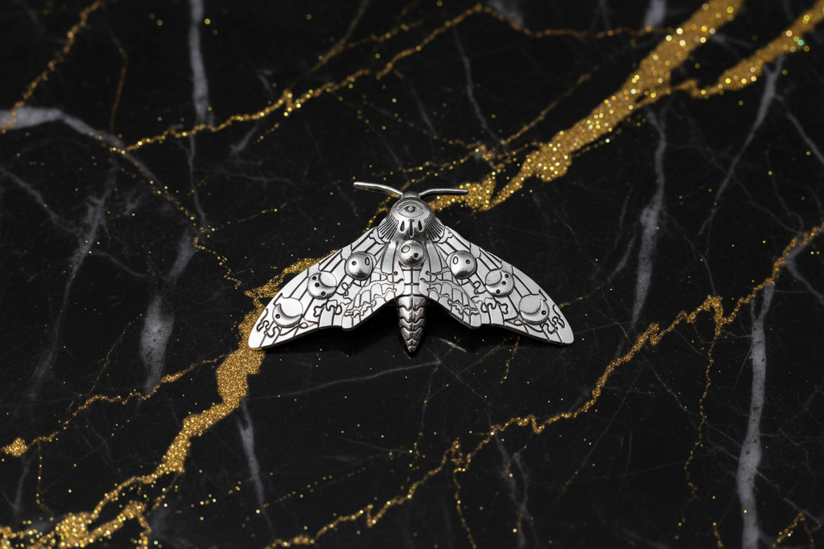 Moon Moth Hair Clip - Front View