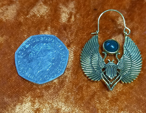 Egyptian Sacred Scarab Khephra Earrings