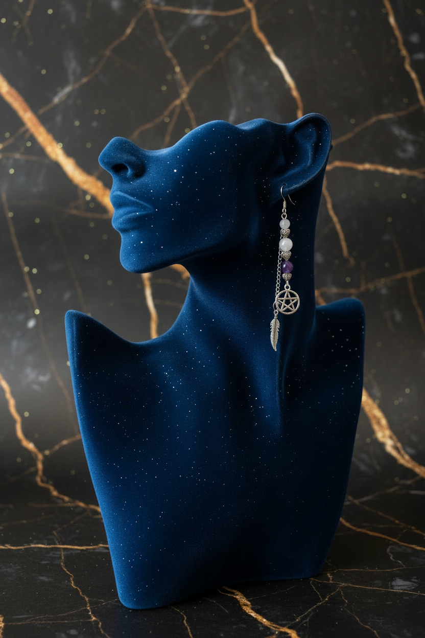 Earrings with Single Chain on Mannequin Head
