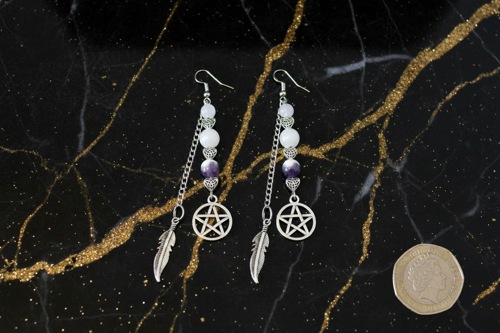 Pentacle Earrings with 50p Coin