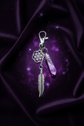 Seed of Life & Amethyst Crystal Feather Keyring Accessory