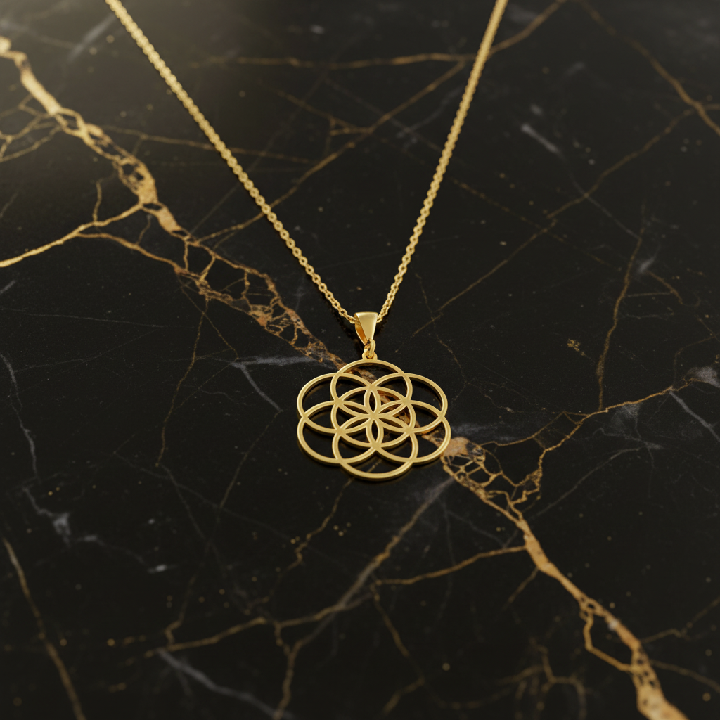 Seed Of Life Necklace - Marble Background