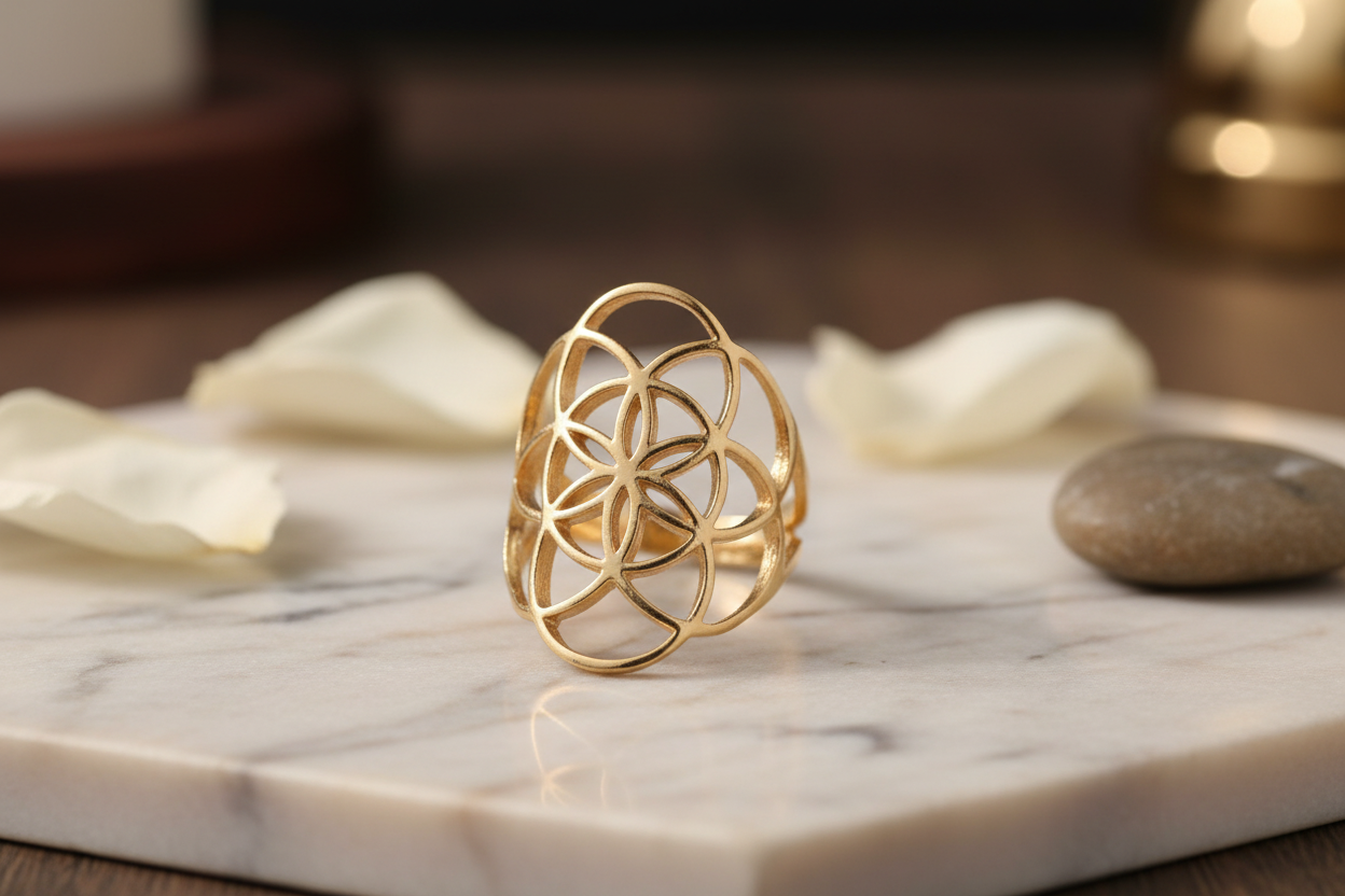 Seed Of Life Ring in luxurious setting