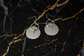Silver Hammered Disc Earrings - Black and Gold Marble