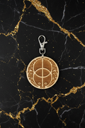 Vesica Piscis Chalice Well Keyring - Black and Gold Marble